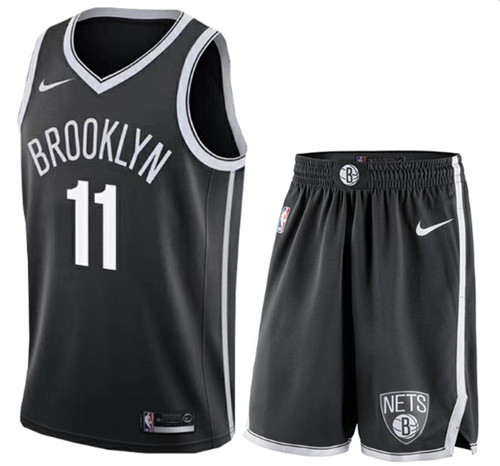 Men's Brooklyn Nets #11 Kyrie Irving Black NBA 2019 Stitched Jersey(With Shorts) Men's Brooklyn Nets #11 Kyrie Irving Black NBA 2019 Stitched Jersey(With Shorts)